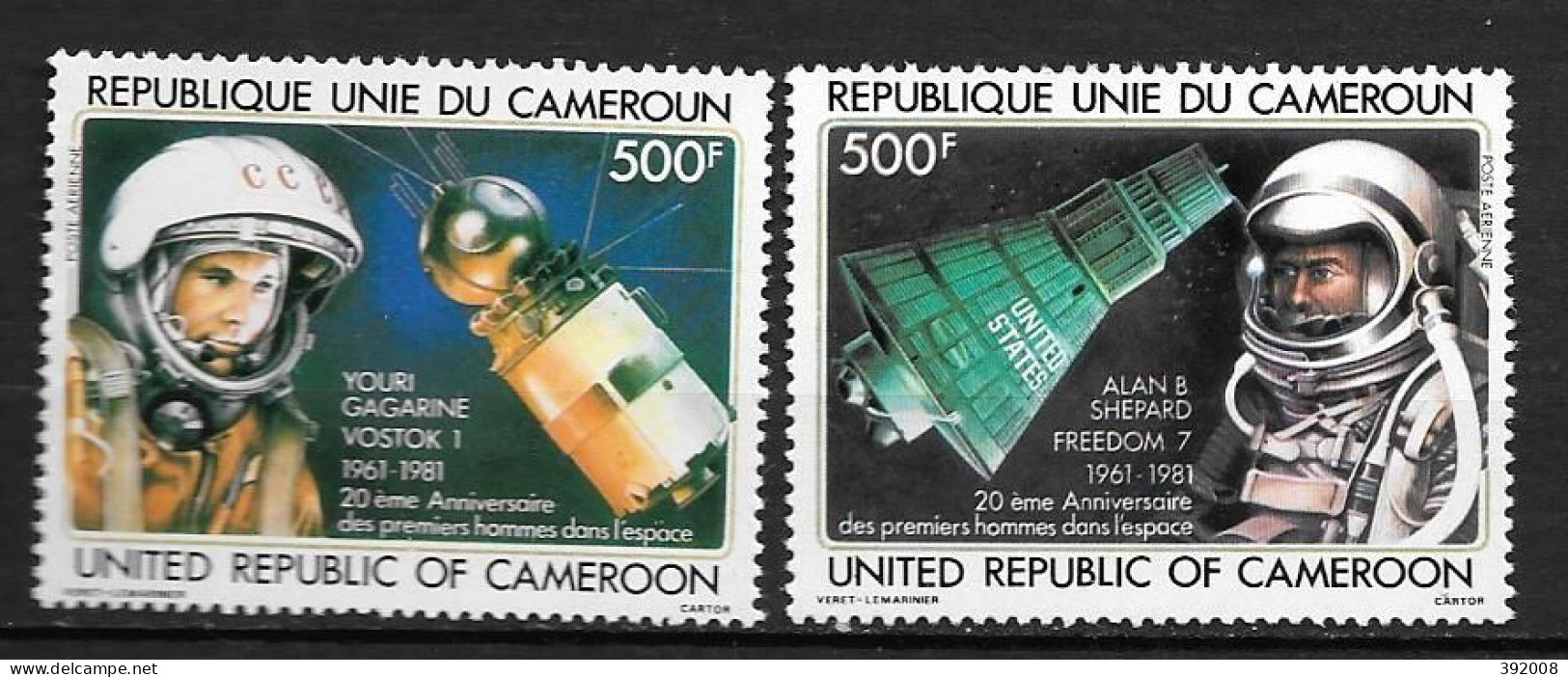 PA - 1981 - N° 305 à 306**MNH - 20 Ans Des Premiers Hommes Dans L'espace - Cameroun (1960-...)