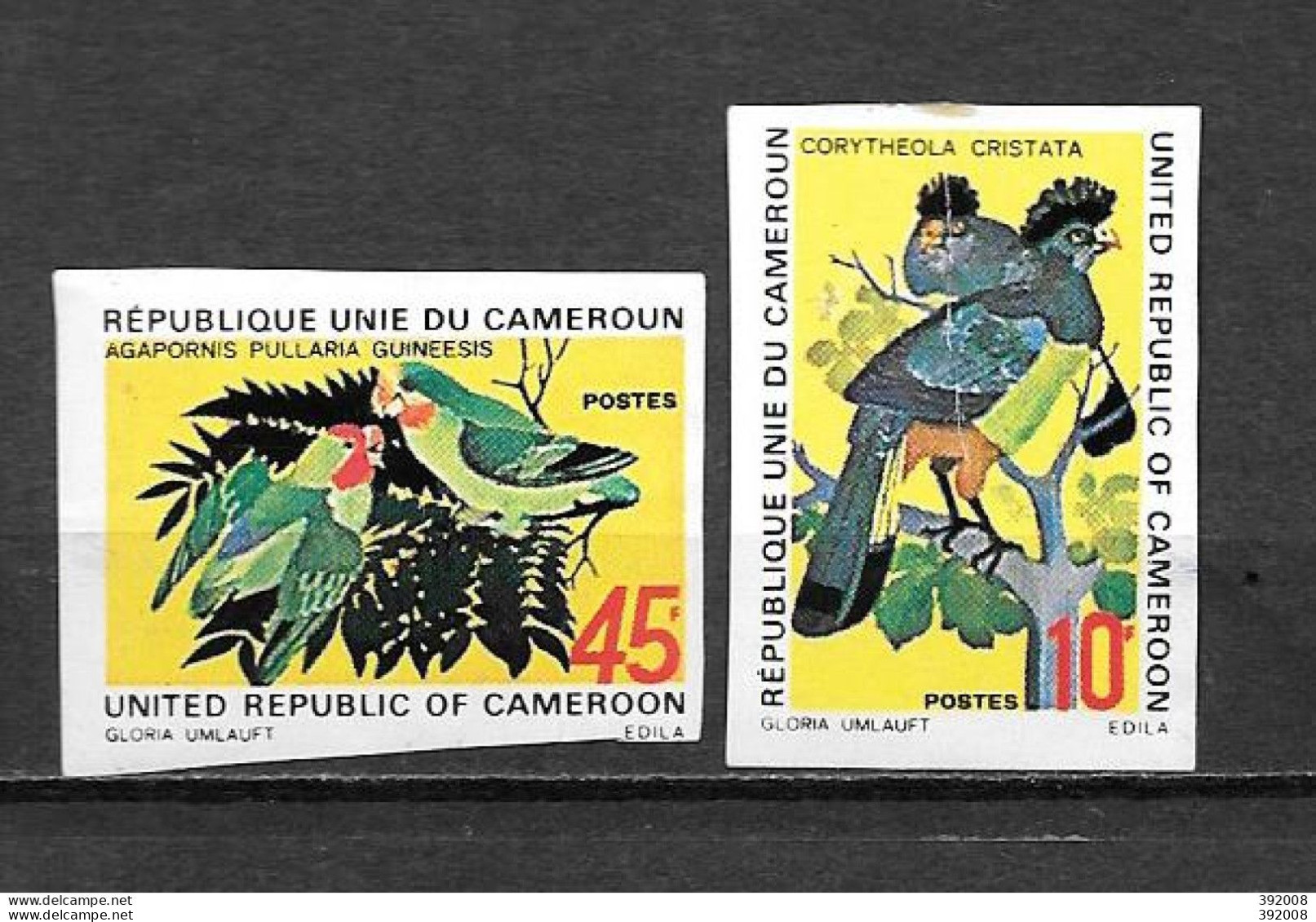 1972 - N°534 à 535**MNH - Oiseaux NON DENTELE - Cameroun (1960-...)