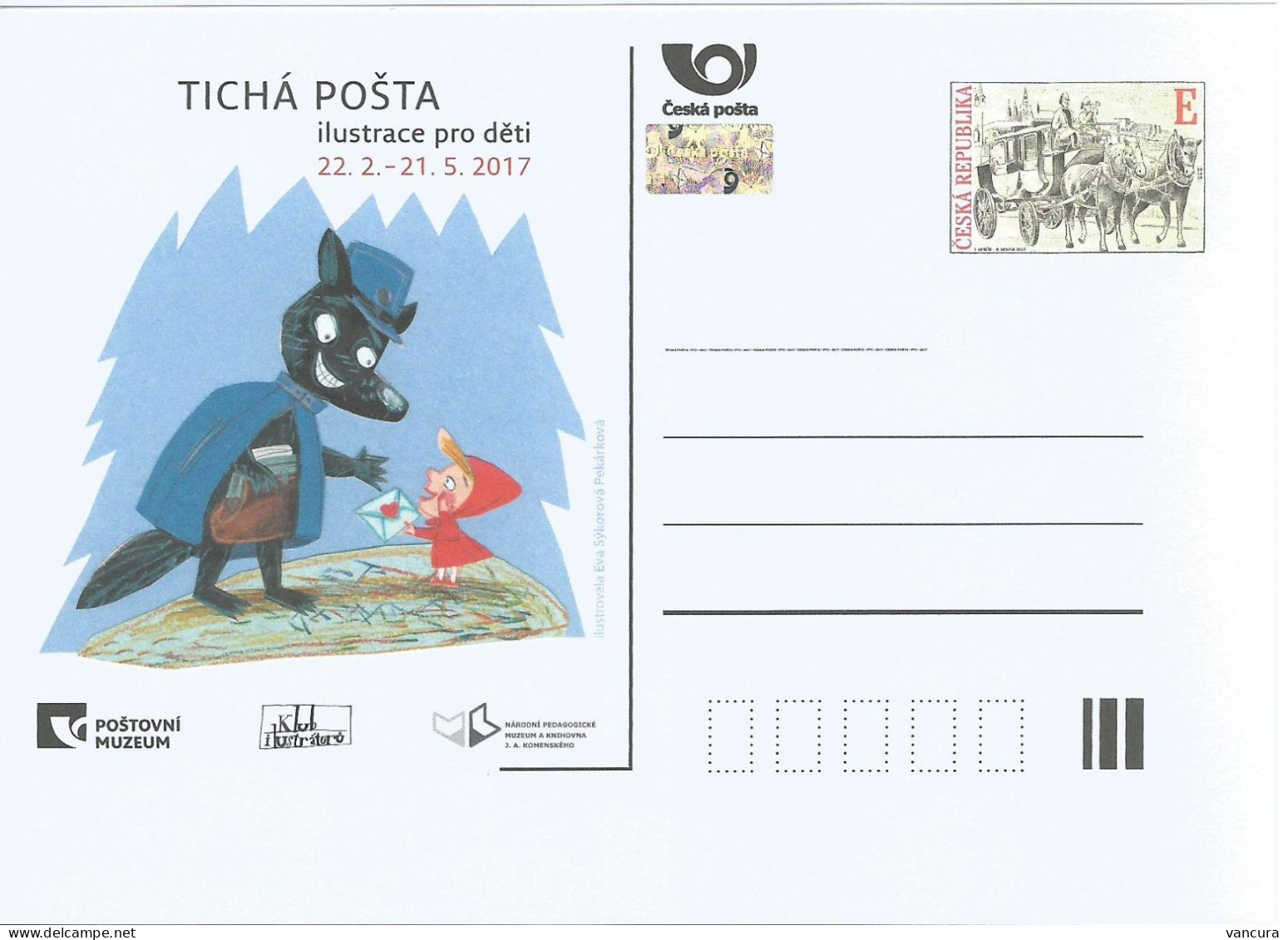 CDV PM 115 Czech Republic Exhibition Of The Illustrations Of Children's Books 2017 Wolf Little Red Riding Hood - Contes, Fables & Légendes