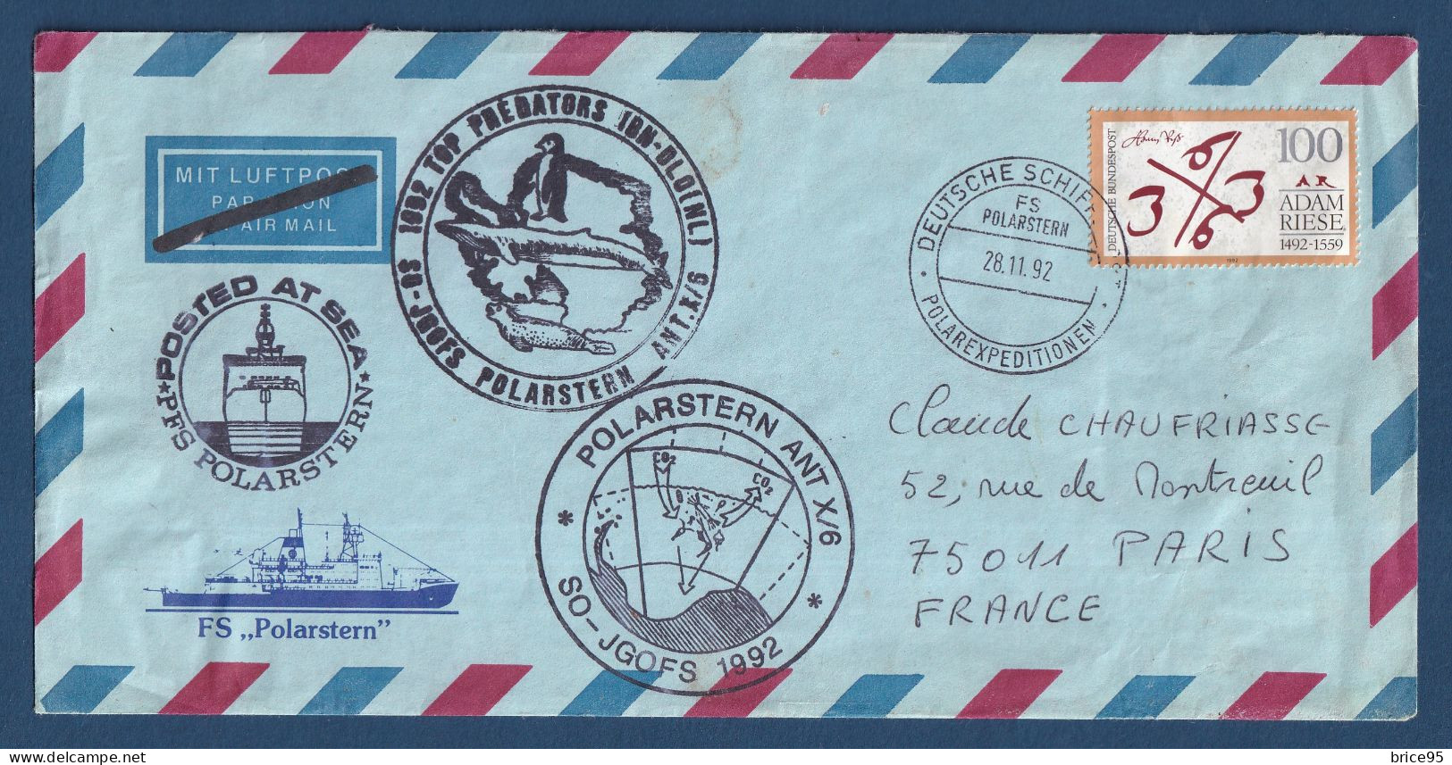 Allemagne - Top Prédators - FS Polarstern - 1992 - Expéditions Antarctiques