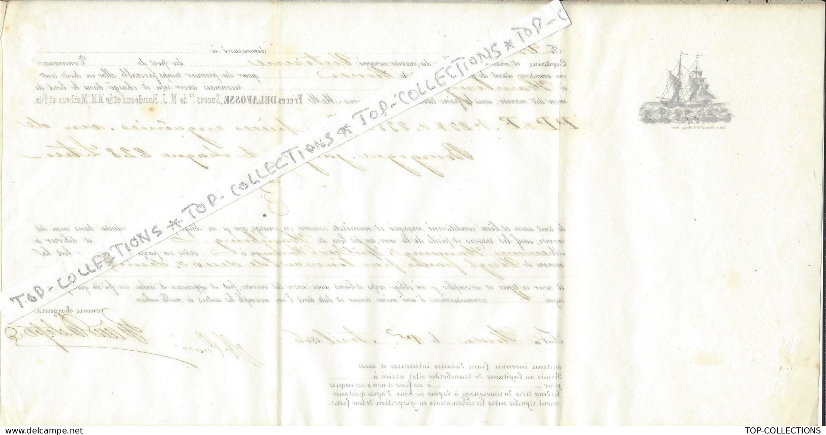 NAVIGATION 1846 CONNAISSEMENT BILL OF LADING Frères Delafosse Rouen Vin De Bourgogne => Hambourg Allemagne V.HISTORIQUE - 1800 – 1899