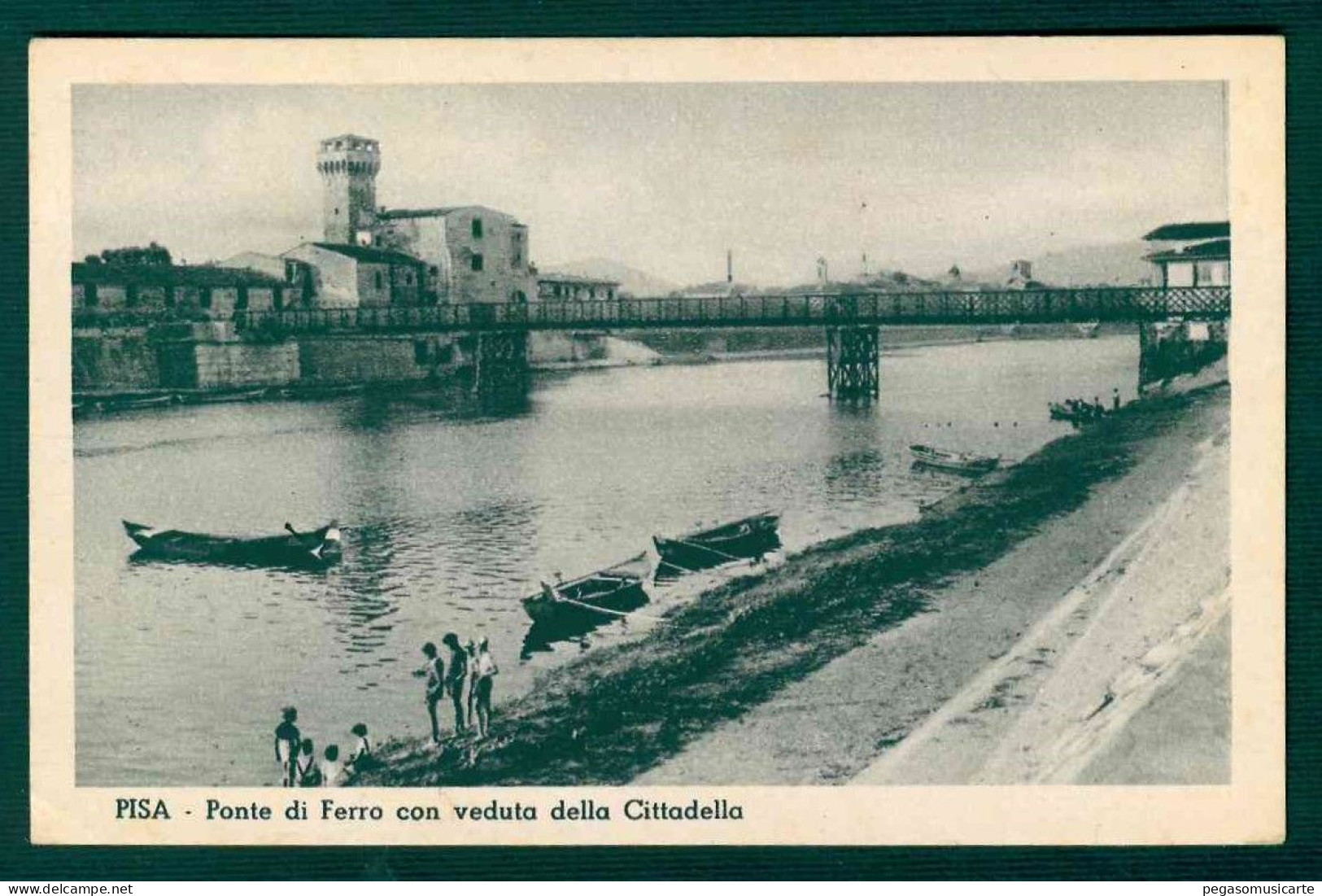 BF037 PISA - PONTE DI FERRO CON VEDUTA DELLA CITTADELLA - ANIMATA - 1938 - Pisa