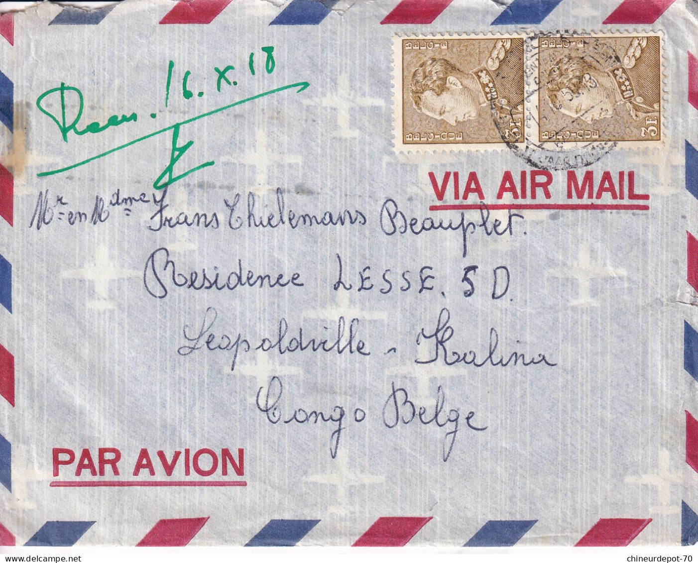 VIA AIR MAIL   PAR AVION Belgique - Enveloppes