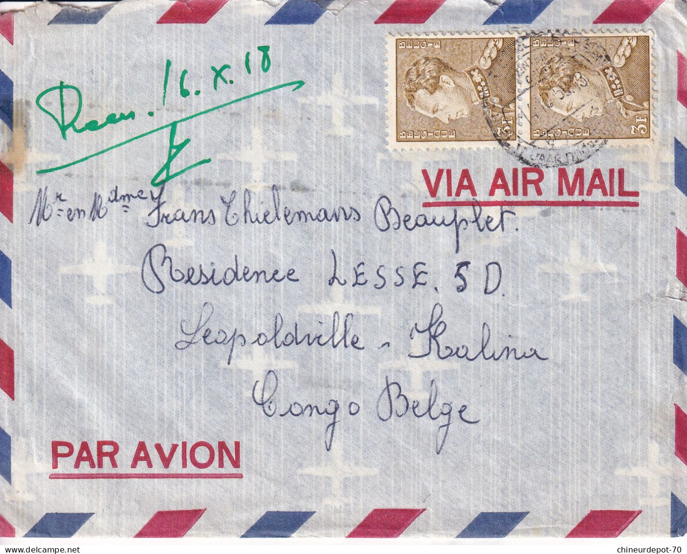 VIA AIR MAIL   PAR AVION Belgique - Briefe