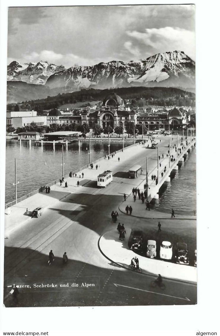 32414 - Luzern Seebrücke Und Die Alpen Tram 1950 - Luzern