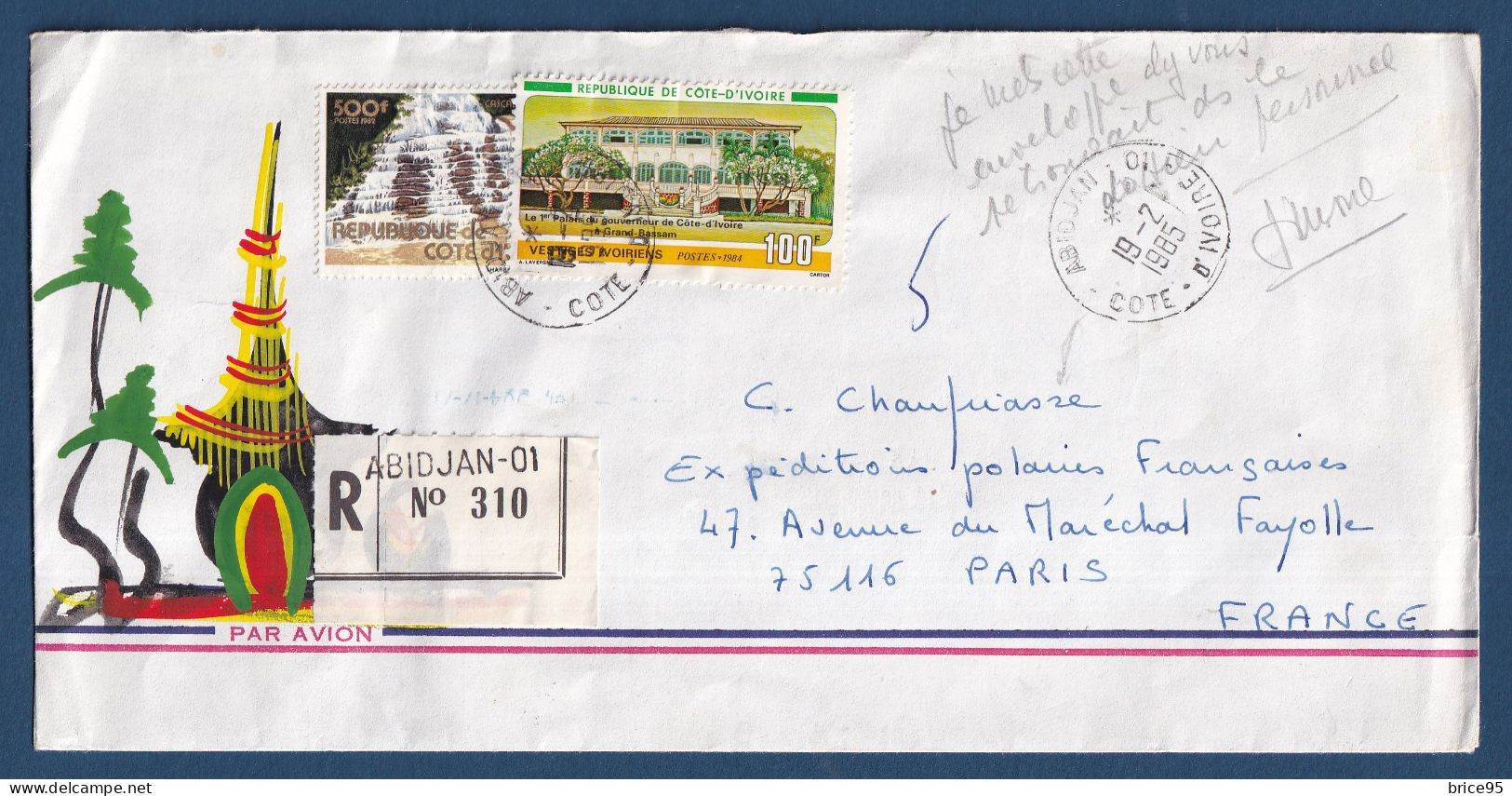 Cote D'Ivoire - YT N° 645B Et 689 - Sur Lettre - Recommandé - Par Avion - 1985 - Côte D'Ivoire (1960-...)