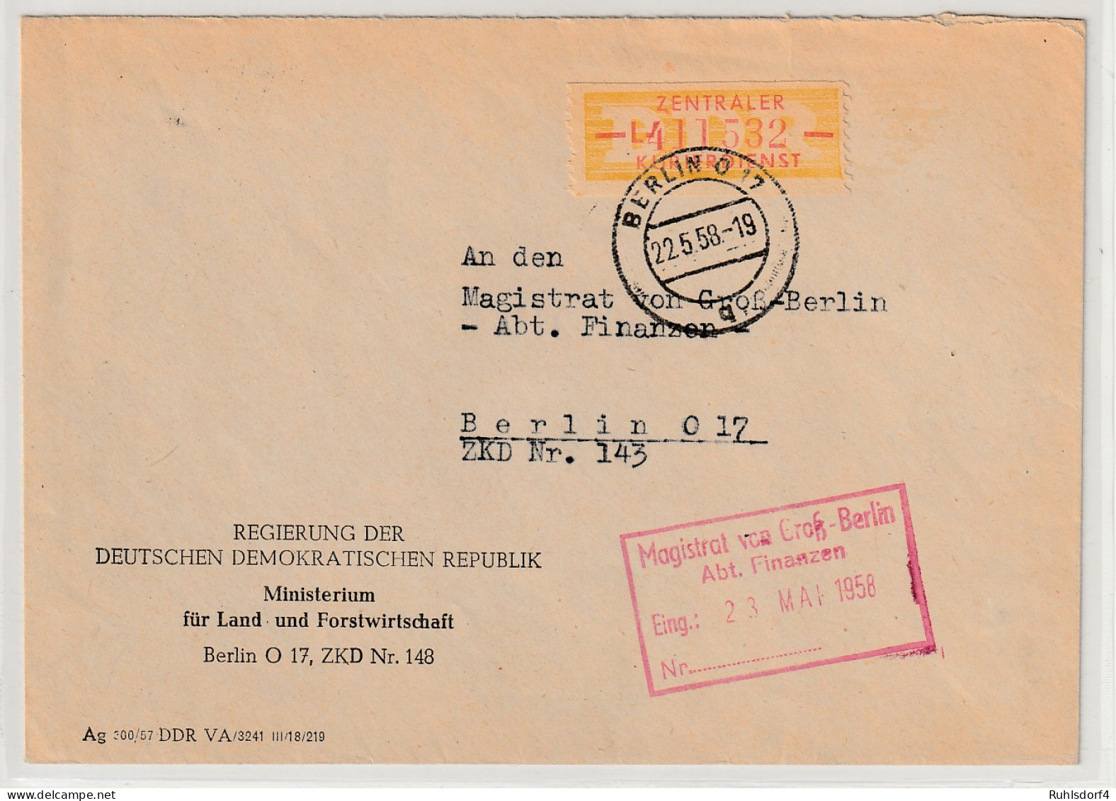 ZKD: Ortsbrief Berlin Frankiert Mit Nr. 16 L - Other & Unclassified