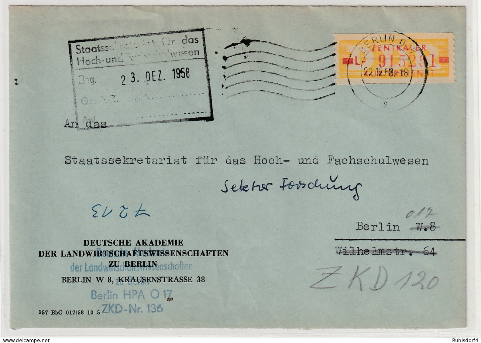 ZKD: Ortsbrief Berlin Frankiert Mit Nr. 18 L - Sonstige & Ohne Zuordnung
