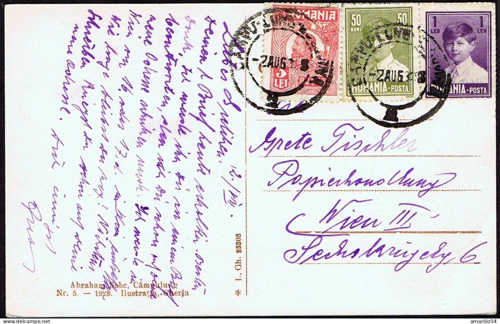 RAR Postcard Romania Bukowina Bucovina Buchenland Kimpolung Campulung Moldovenesc - Raul Moldova 1928 - Rumania