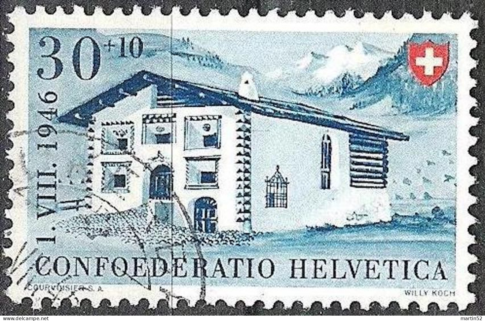 Schweiz Suisse Pro Patria 1946: Engadiner-Haus Zu WII 33 Mi 474 Yv 431 Mit Stempel ..EREA ?.VIII.46 (Zu CHF 23.00) - Usati