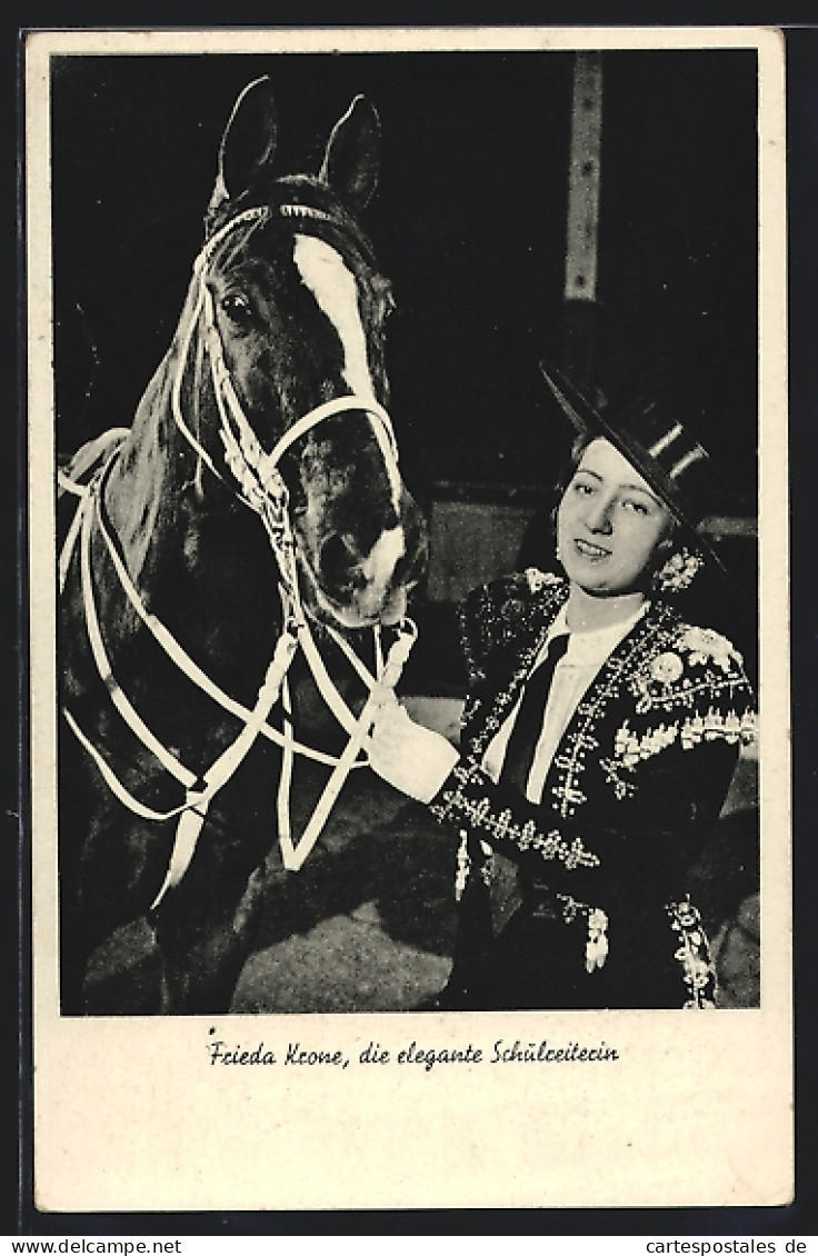 AK Die Elegante Schulreiterin Frieda Krone Mit Ihrem Pferd  - Circo