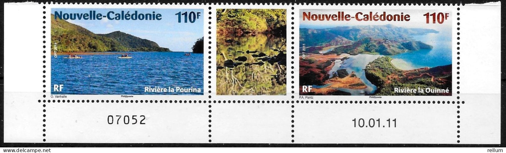 Nouvelle Calédonie 2011 - Yvert Et Tellier Nr. 1124/1125 Bande Avec Vignette Centrale - Michel Nr. 1554/1555 Str. ** - Unused Stamps