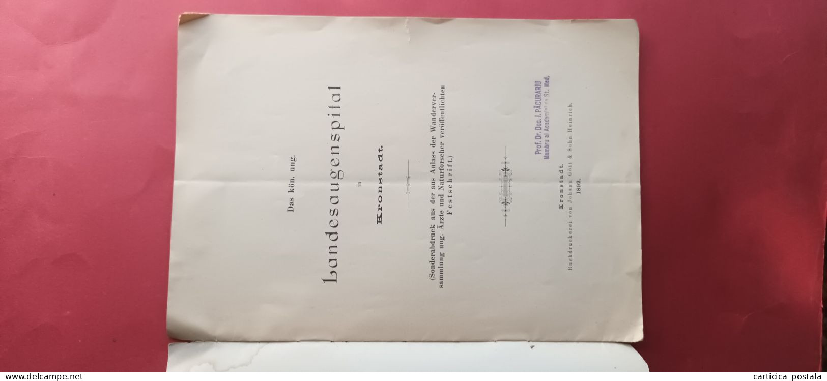 Romania Rumanien Brasov Brasso Kronstadt Brosura Spitalul De Ochi 1892 Landesaugenspital - Rumania