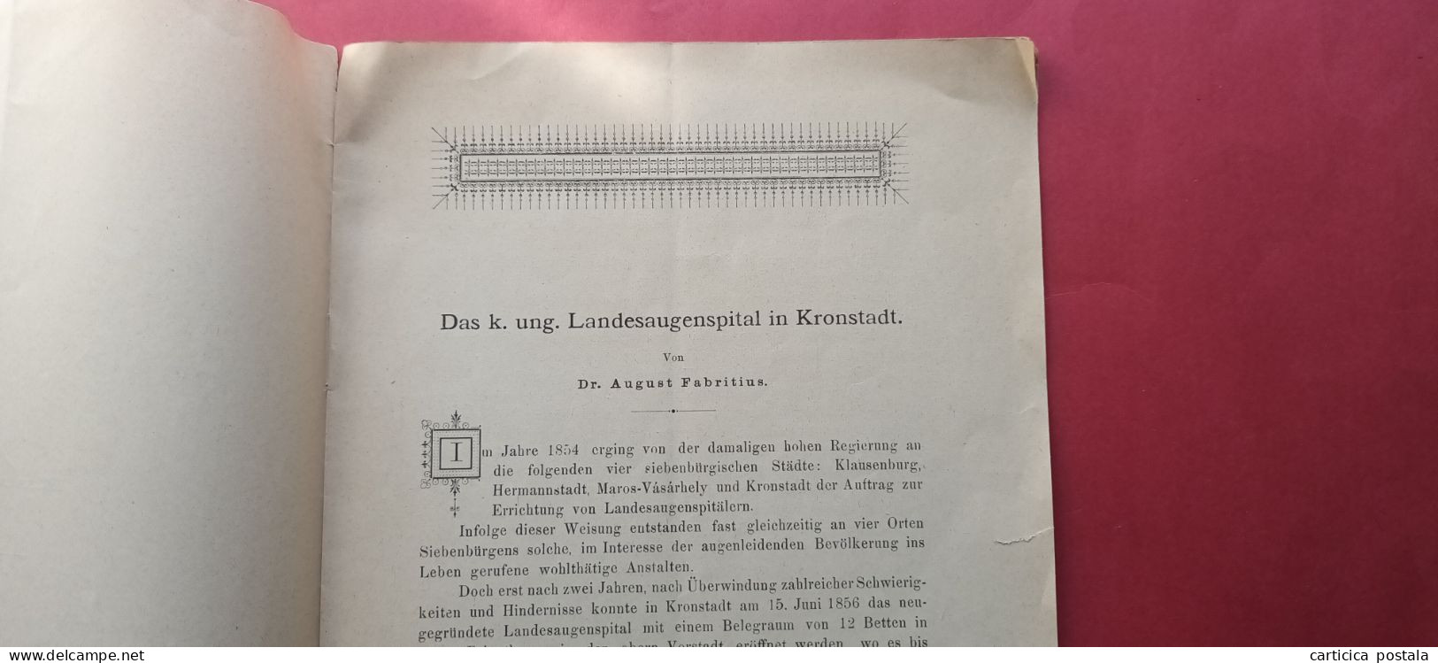 Romania Rumanien Brasov Brasso Kronstadt Brosura Spitalul de ochi 1892 Landesaugenspital