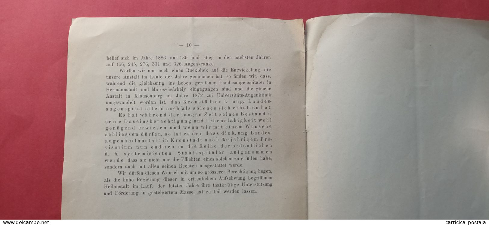 Romania Rumanien Brasov Brasso Kronstadt Brosura Spitalul de ochi 1892 Landesaugenspital