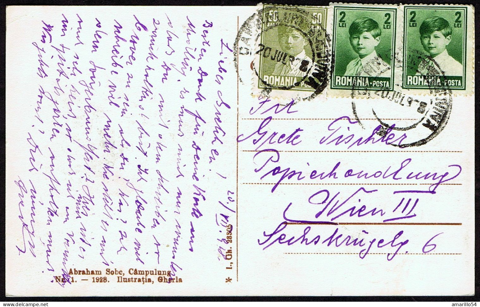 RAR Postcard Romania Bukowina Bucovina Buchenland Kimpolung Campulung Moldovenesc - Vila Sorokowsky 1928 - Rumania