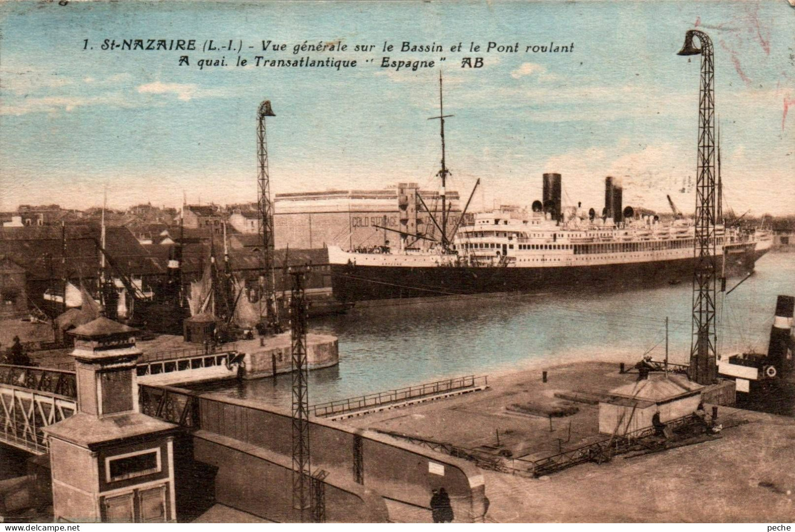 N°1102 W -cpa St Nazaire -à Quai Le Transatlantique "Espagne" - Steamers