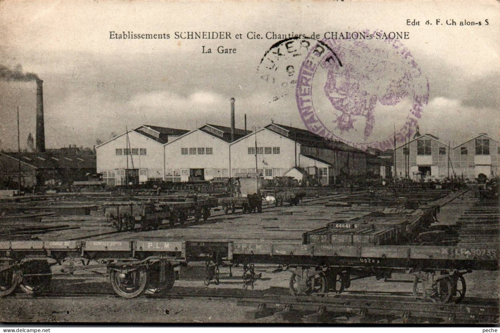 N°1103 W -cpa Chalon Sur Saône -la Gare -Ets Schneider- - Stations - Met Treinen