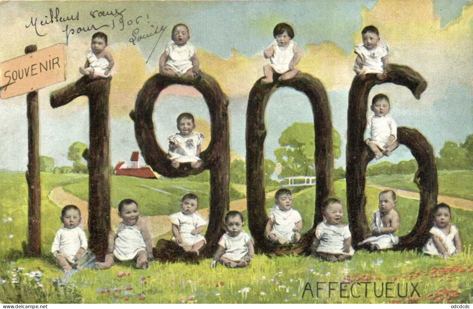 Bébés Multiples Souvenir AFFECTUEUX  1906 RV - Bébés