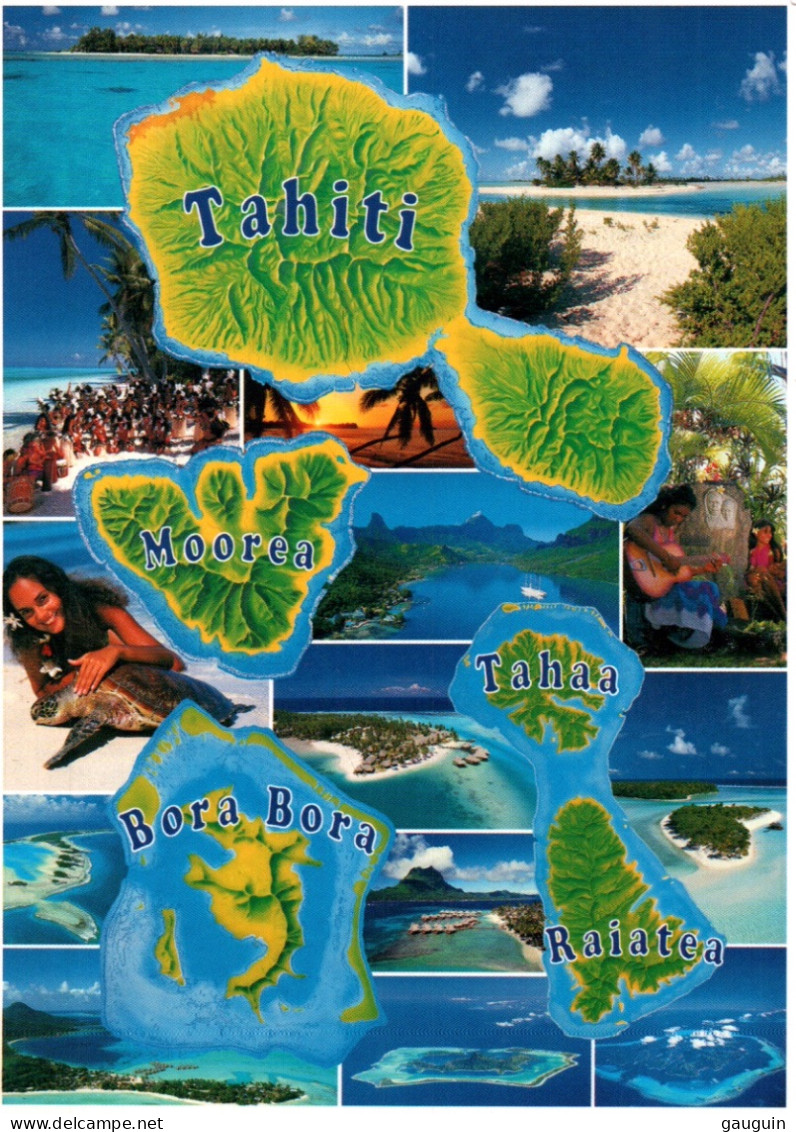 CPM - CARTE GÉO. TAHITI Et Ses îles - Photo T.Sylvain - Edition Pacific Promotion - Tahiti