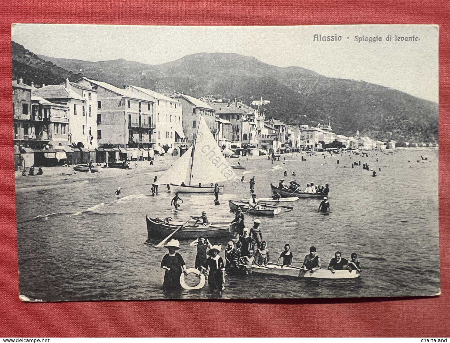 Cartolina - Alassio ( Savona ) - Spiaggia Di Levante - 1900 Ca. - Savona