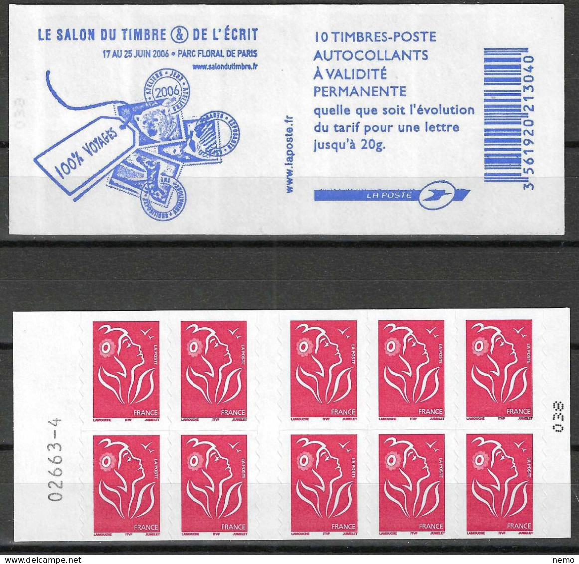 3744-C9 CARNET  MARIANNE DE LAMOUCHE - Moderne : 1959-...