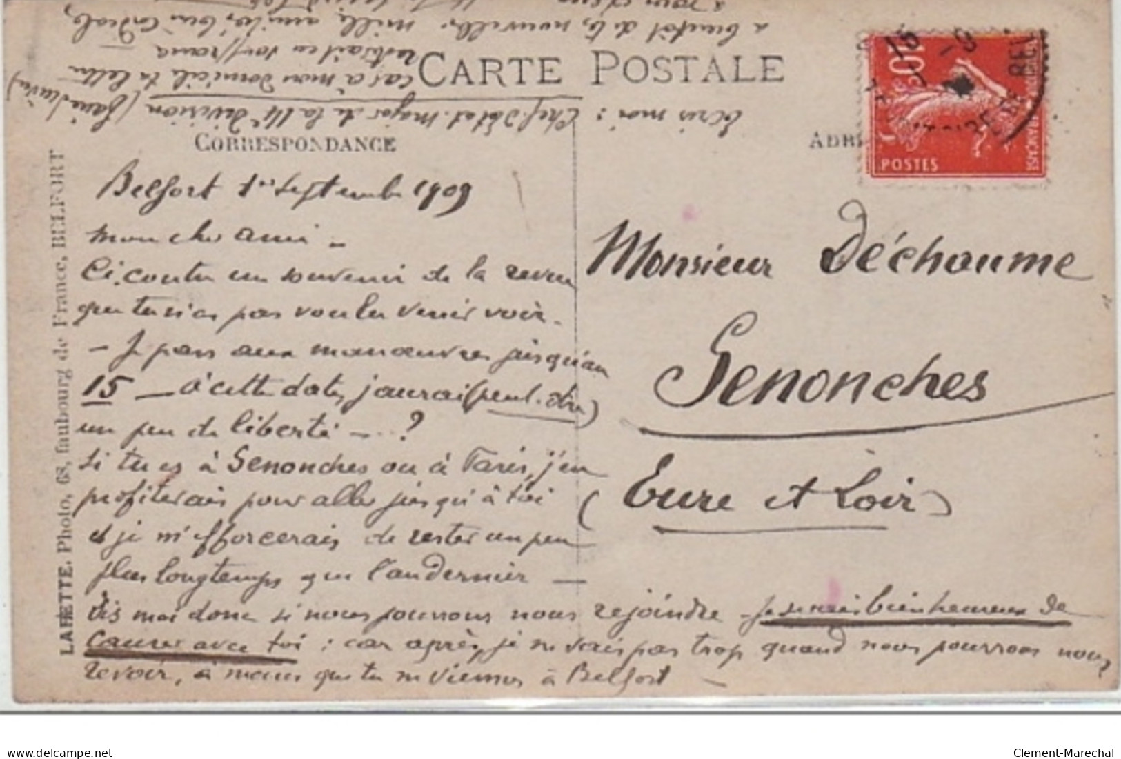 BELFORT : Carte Photo Du 14 Juillet 1909 - Très Bon état - Altri & Non Classificati