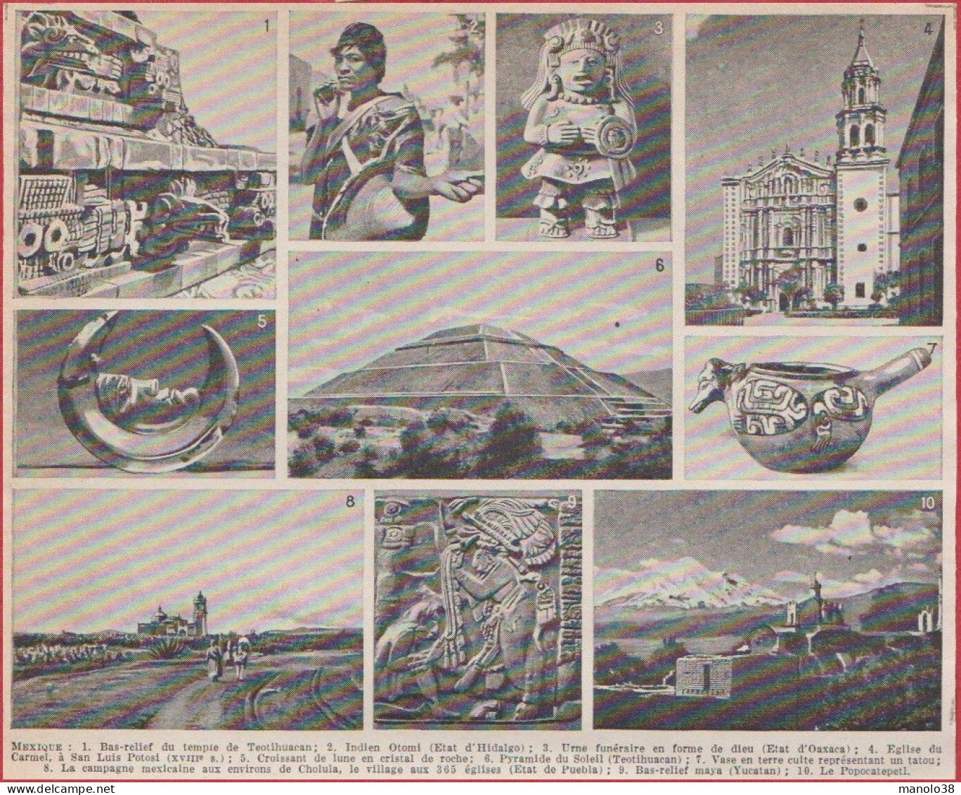 Mexique. Carte Et Divers Vues. Art. Larousse 1948. - Historische Dokumente