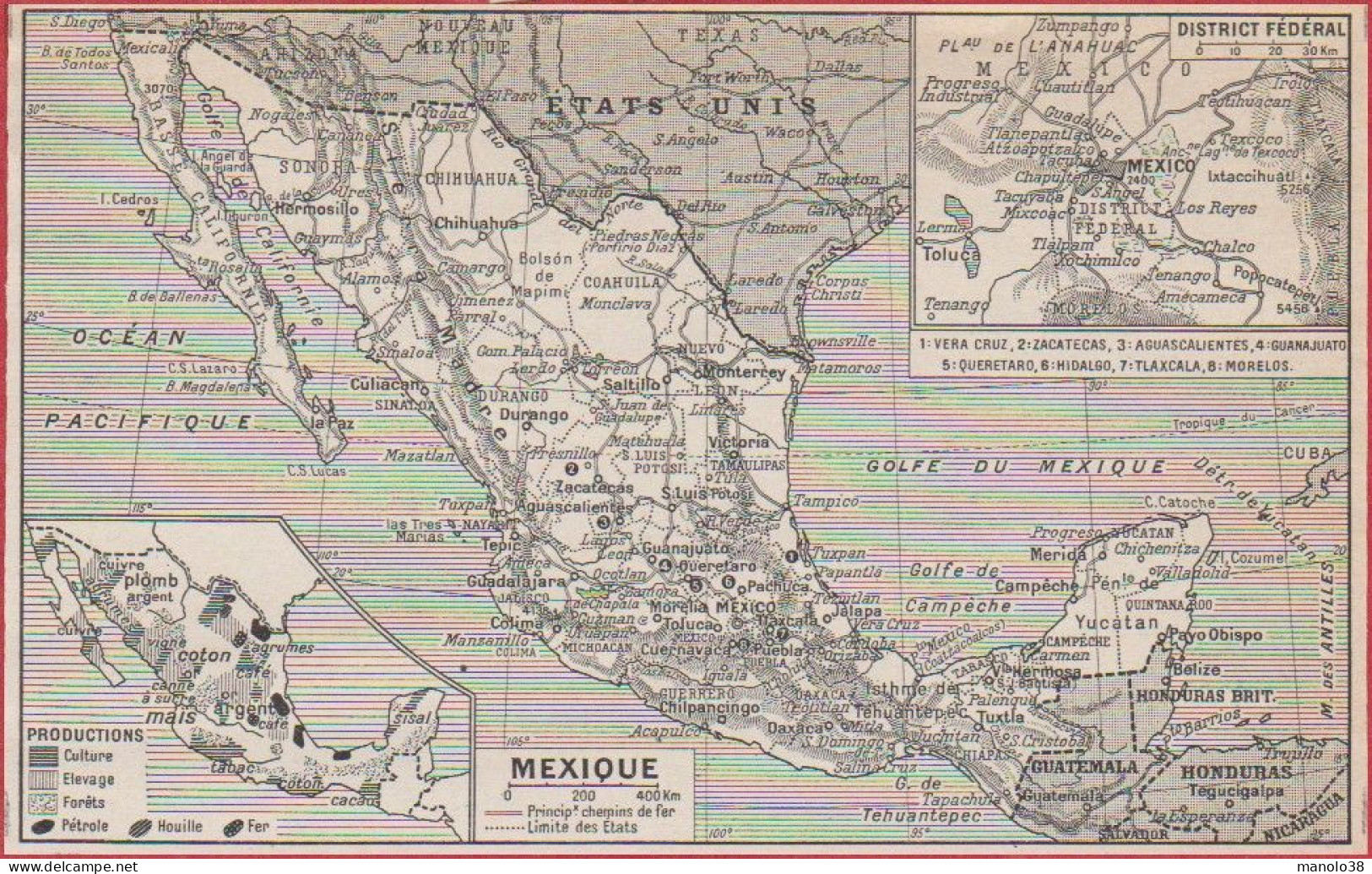 Mexique. Carte Et Divers Vues. Art. Larousse 1948. - Historical Documents