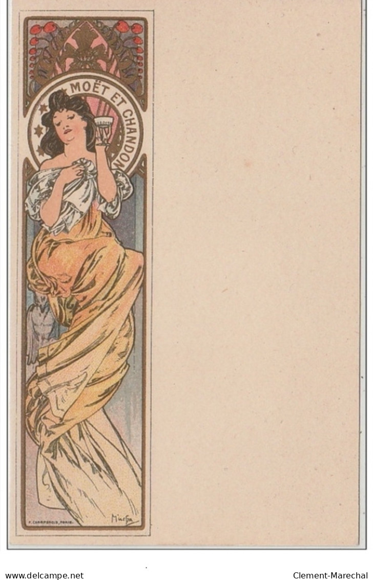 MUCHA Alphonse : Menu Format Carte Postale - Publicité Pour Les Champagnes "Moët Et Chandon" Vers 1900 - Très Bon - Mucha, Alphonse