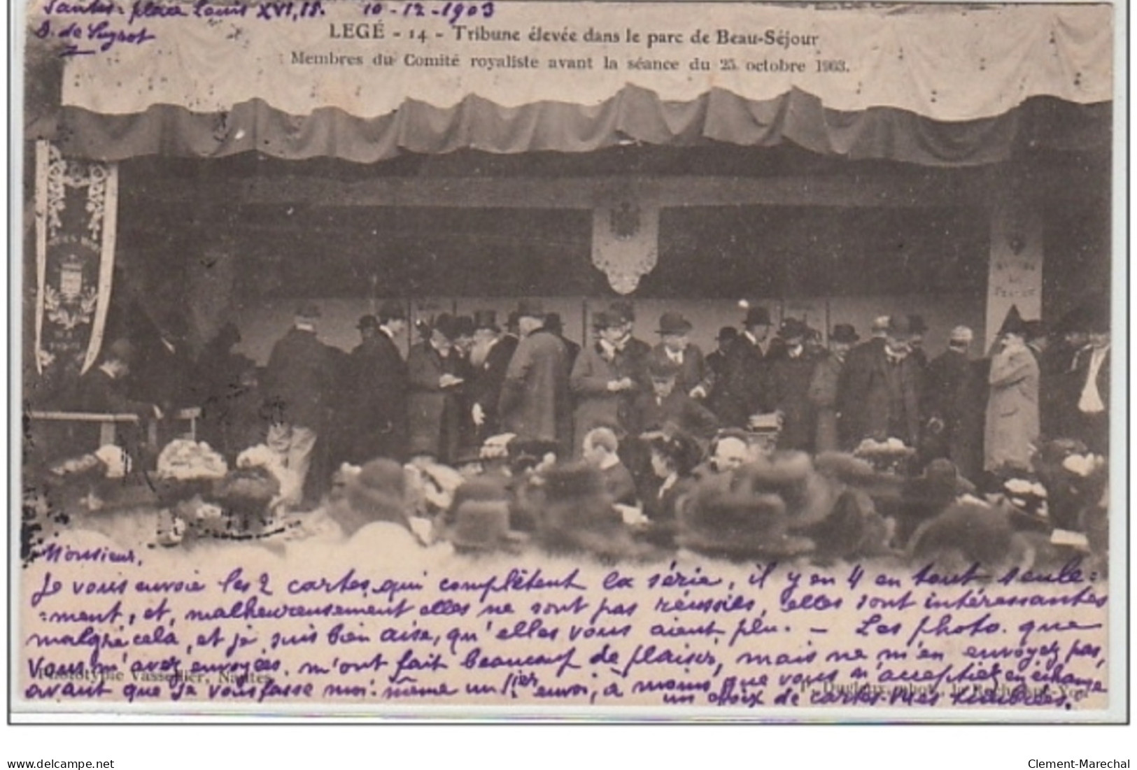 LEGE : Réunion Royaliste Du 25 Octobre 1903 - Très Bon état - Sonstige & Ohne Zuordnung