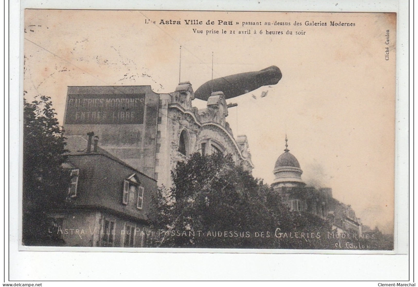 PAU - AVIATION - L'Astra """"Ville De Pau"""" Passant Au-dessus Des Galeries Modernes - Vue Prise Le 21 Avril - Très Bon - Pau