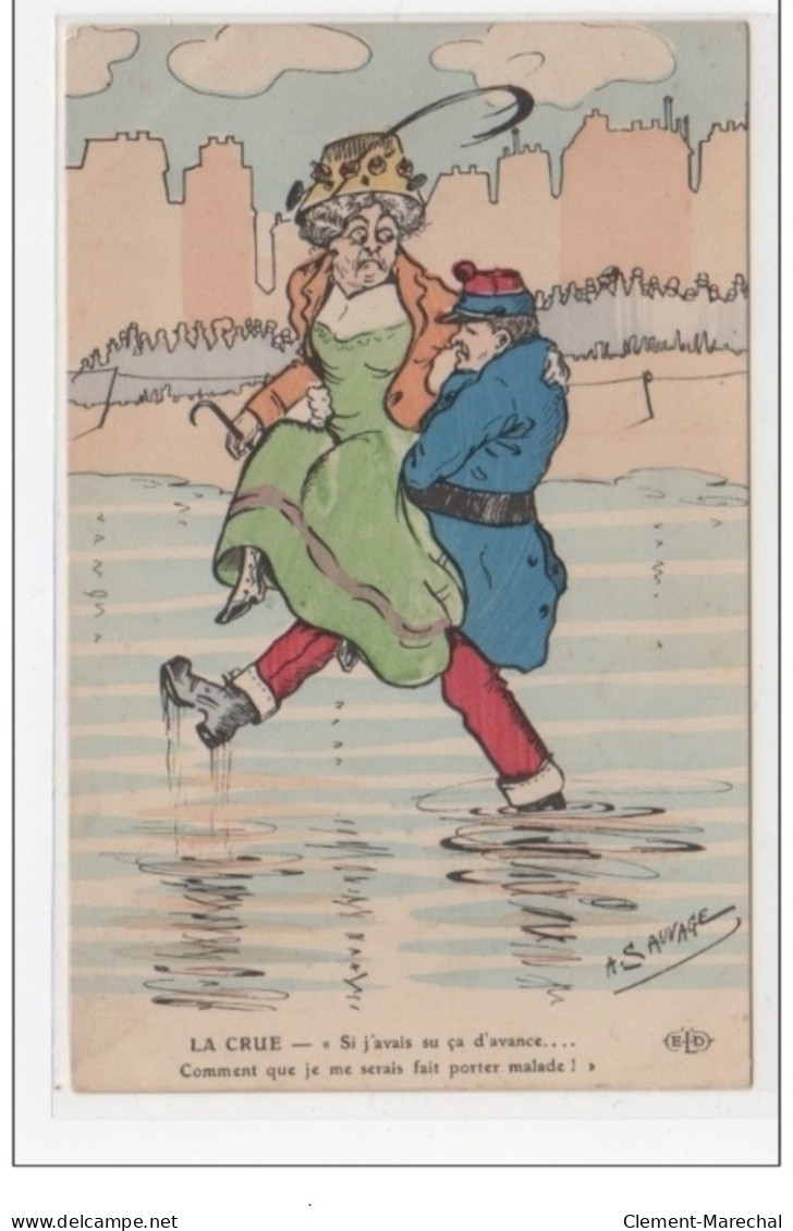 PARIS - Inondations 1910 - Carte Humoristique A. SAUVAGE - Très Bon état - Alluvioni Del 1910