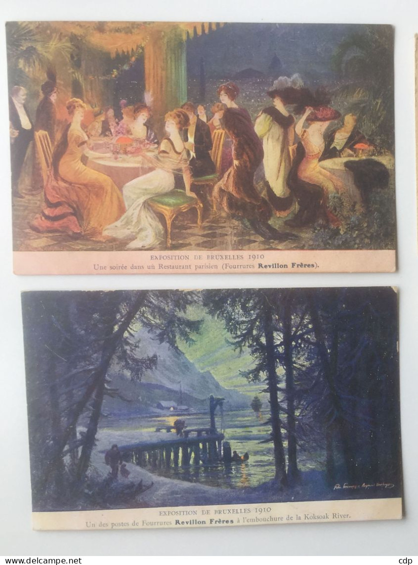 Lot 2 Cartes Pub Fourrures Exposition Int. BRUXELLES 1910 - Publicidad