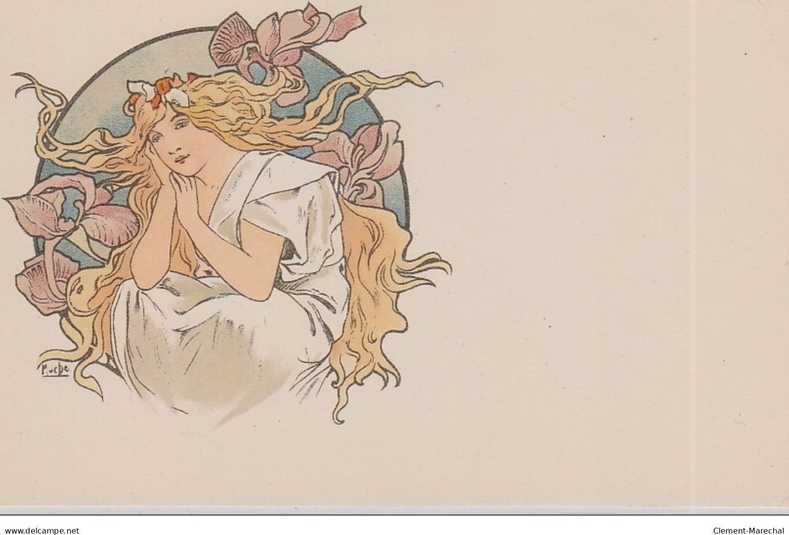 MUCHA Alphonse : "une Femme" Vers 1900 - Bon état (un Petit Pli D'angle) - Mucha, Alphonse