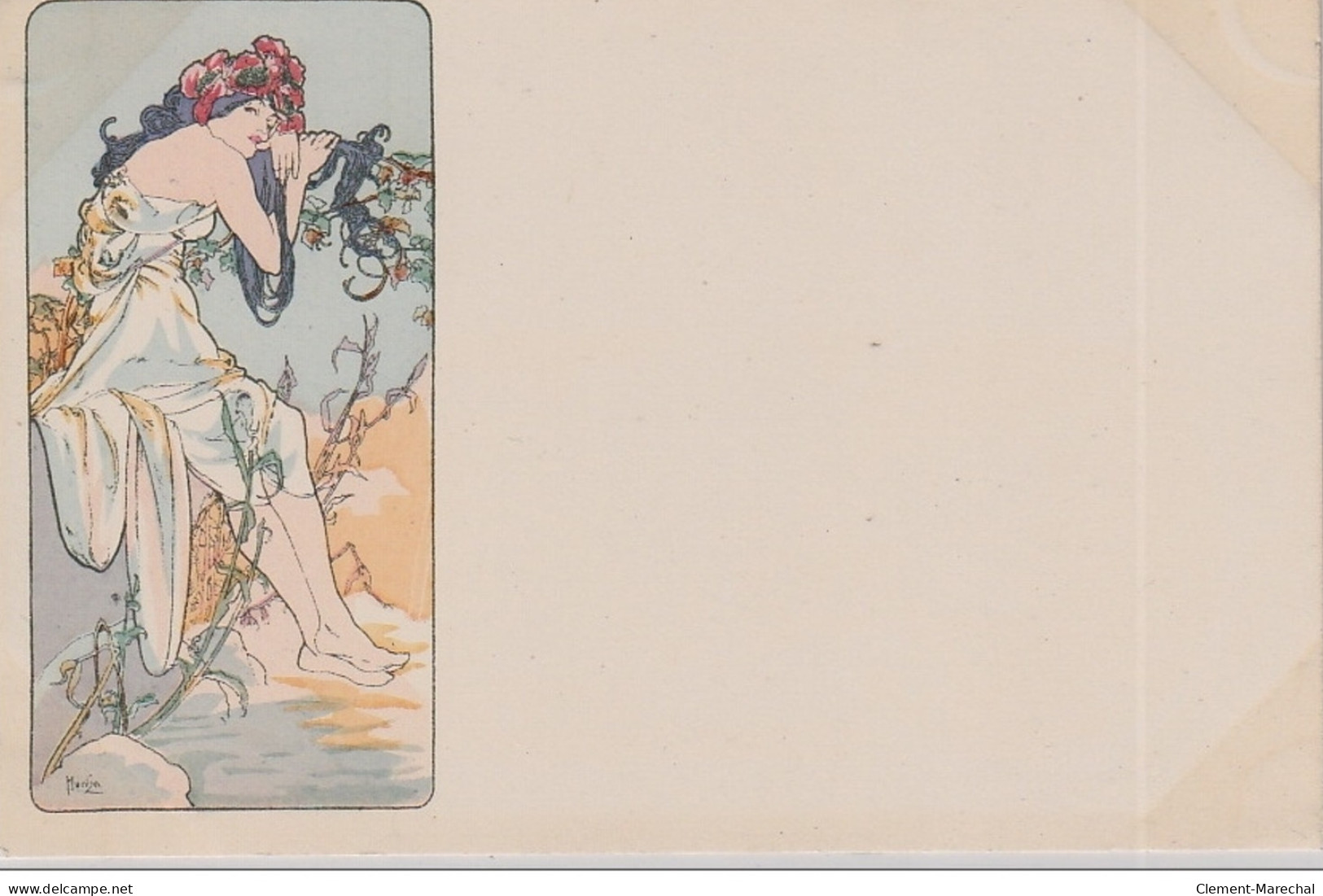 MUCHA Alphonse : Série De 4 Cartes Postales "les Saisons" Vers 1900 - Bon état (marques D'album) - Mucha, Alphonse