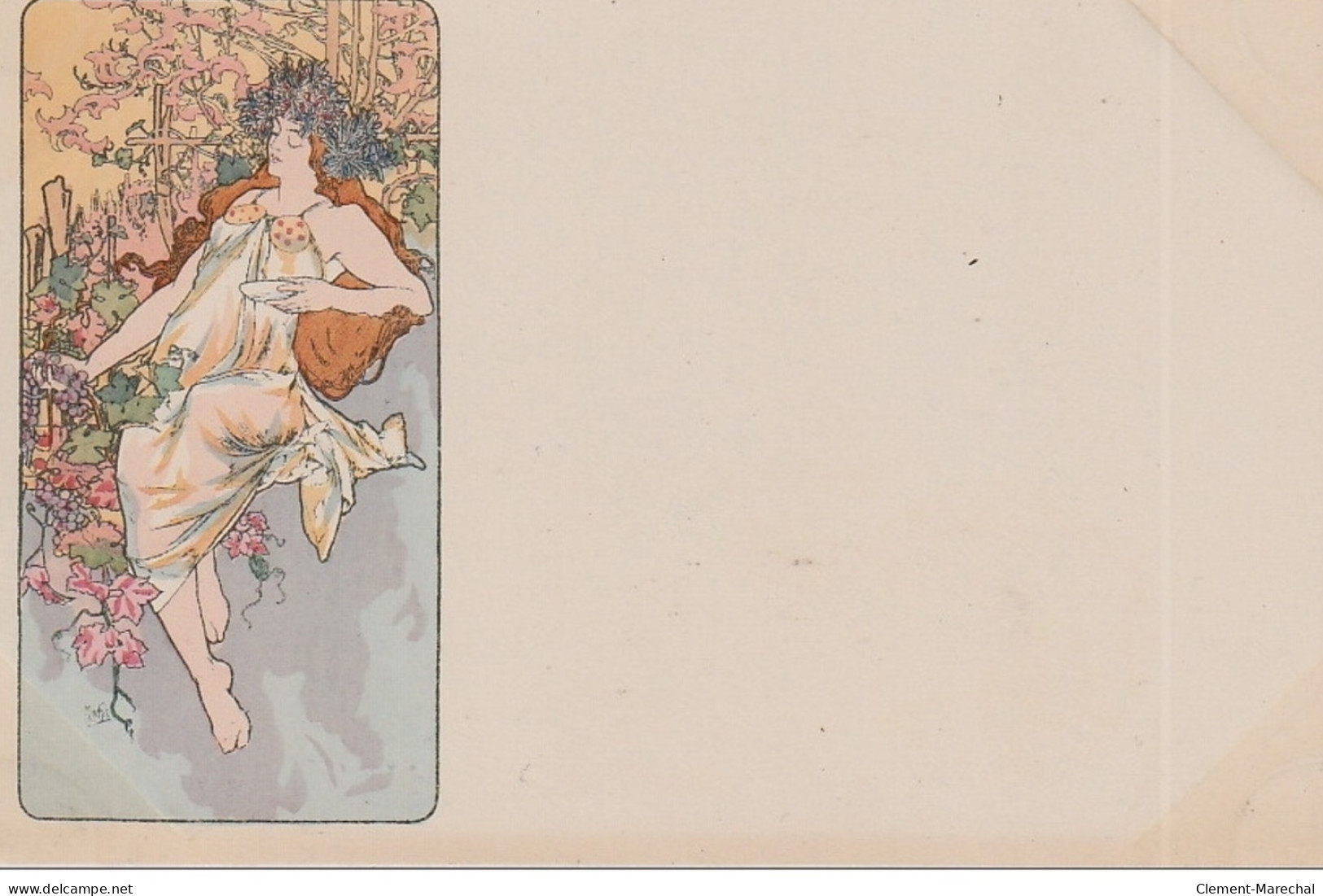 MUCHA Alphonse : Série De 4 Cartes Postales "les Saisons" Vers 1900 - Bon état (marques D'album) - Mucha, Alphonse