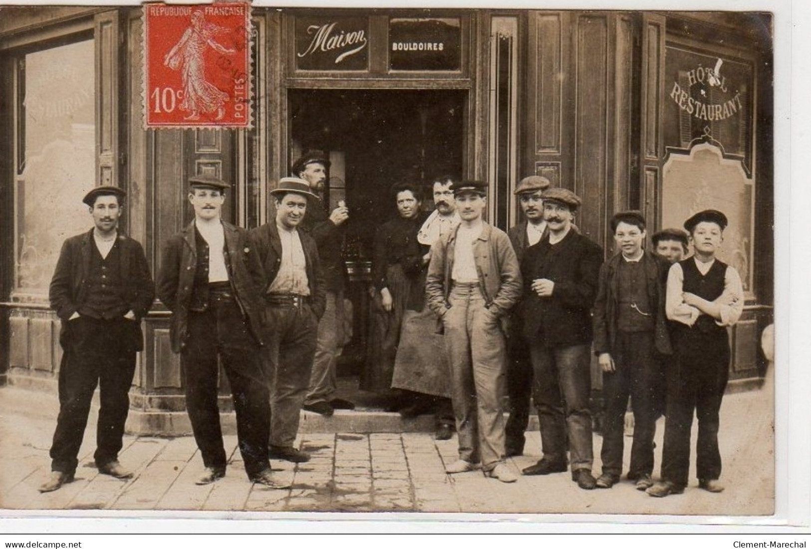 AUVERS SUR OISE : Carte Photo De L'hôtel Restaurant BOULDOIRES - Très Bon état - Auvers Sur Oise