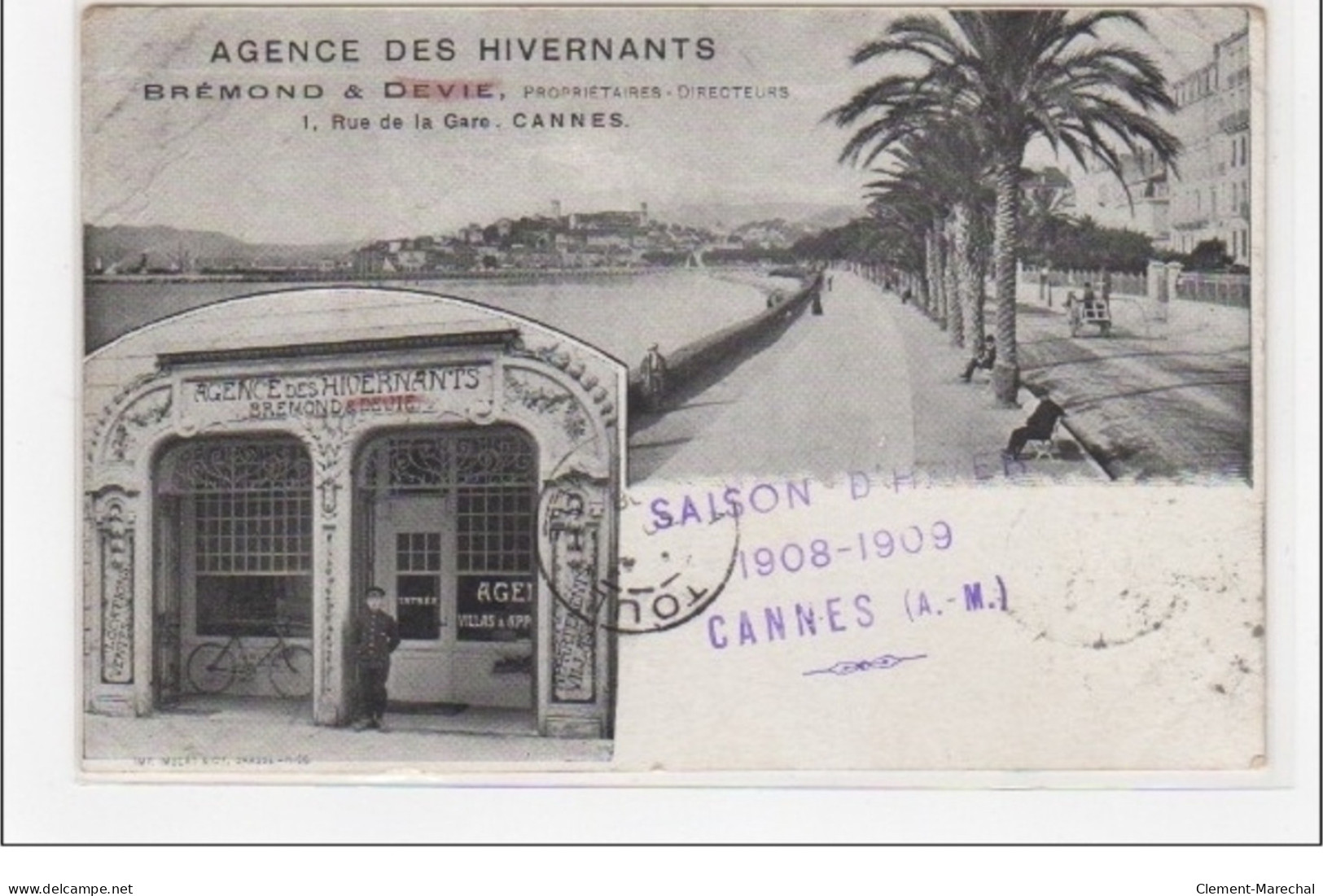 CANNES : Carte Publicitaire Pour """"l'agence Des Hivernants"""" Brémond Et Devie -  Bon état (légers Plis) - Cannes