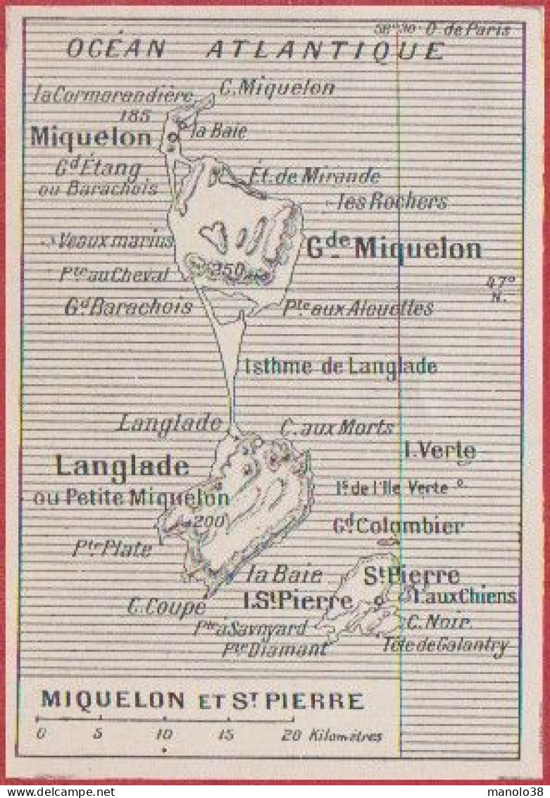 Petite Carte De Saint Pierre Et Miquelon. Larousse 1948. - Historical Documents