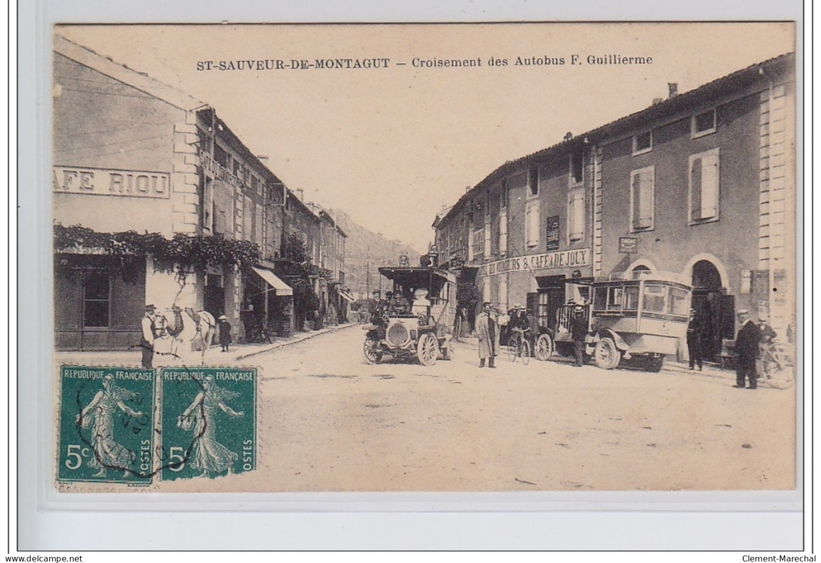 SAINT SAUVEUR DE MONTAGUT : Croisement Des Autobus F. Guillerme - Très Bon état - Altri & Non Classificati