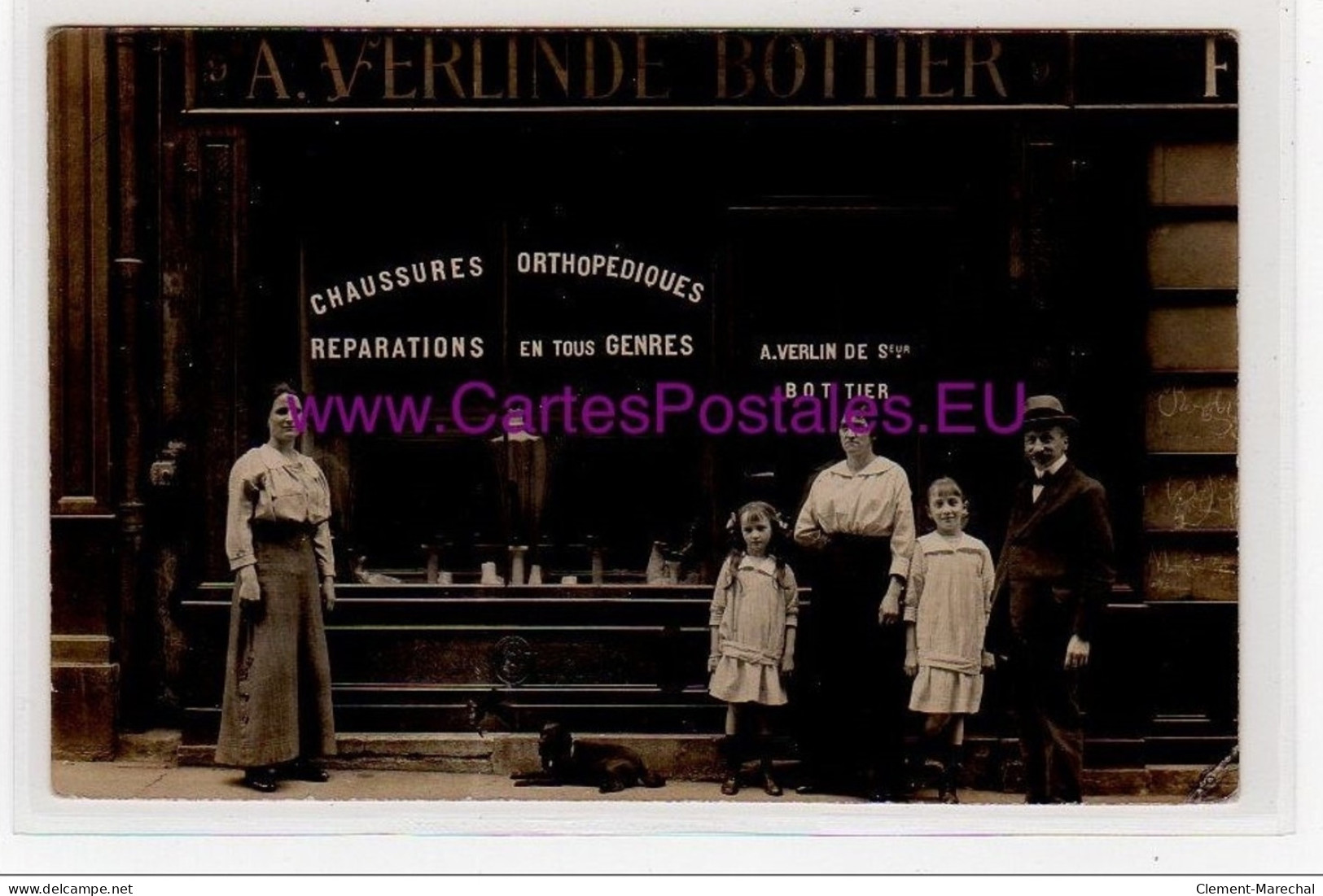 PARIS : Carte Photo Du Magasin VERLINDE (bottier - Cordonnier) (9 Rue Lecourbe) - Très Bon état - Paris (15)