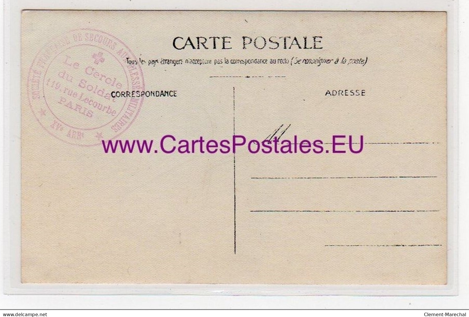 PARIS : Carte Photo De L&acute;intérieur Du Cercle Du Soldat (société De Secours Aux Blessés Militaires) (rue Lecourbe) - Distretto: 15