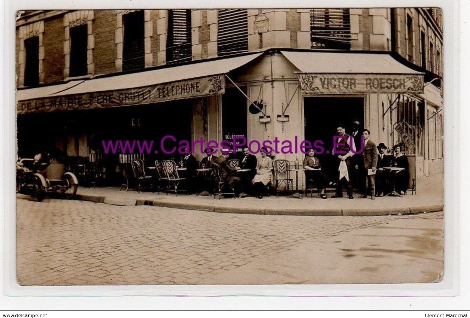 PARIS : Carte Photo Du Café  Victor ROESCH Rue Petel - Très Bon état - Paris (15)