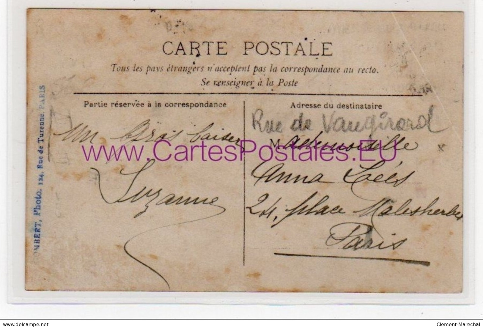 PARIS : Carte Photo D&acute;un Café Certainement Rue De Vaugirard - état (un Coin Plié) - Paris (15)