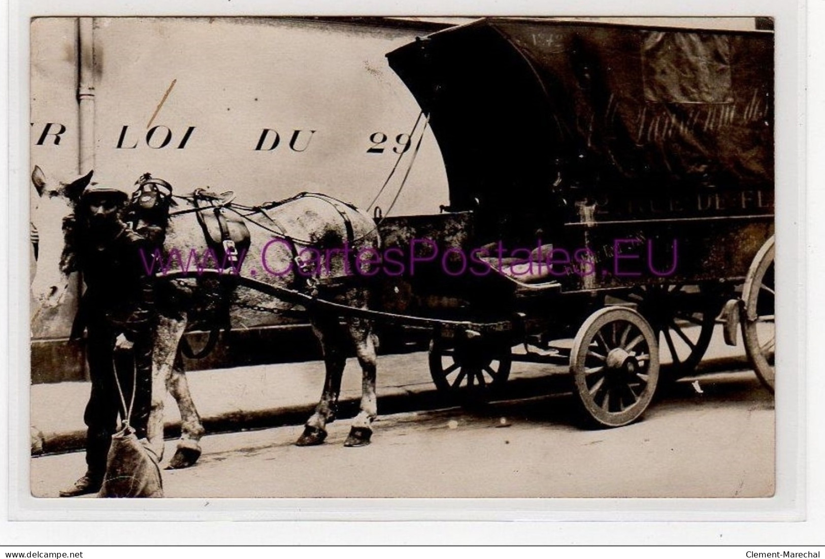 PARIS 19ème : Carte Photo D'un Attelage De Livraison Situé Au 22 Rue De Flandre - Très Bon état - Arrondissement: 19