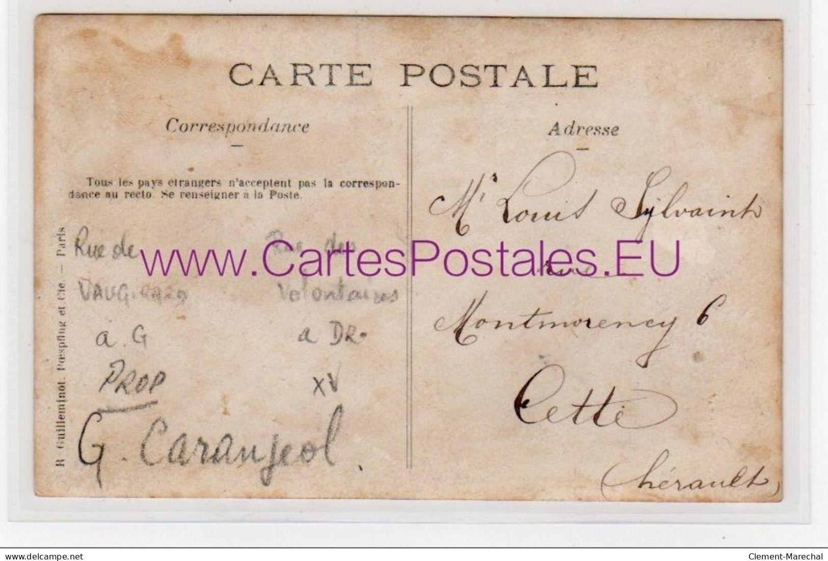 PARIS : Carte Photo De L'épicerie Confiserie Caranjeol (croisement Vaugirard Et Volontaires) - Très Bon état - Distrito: 15