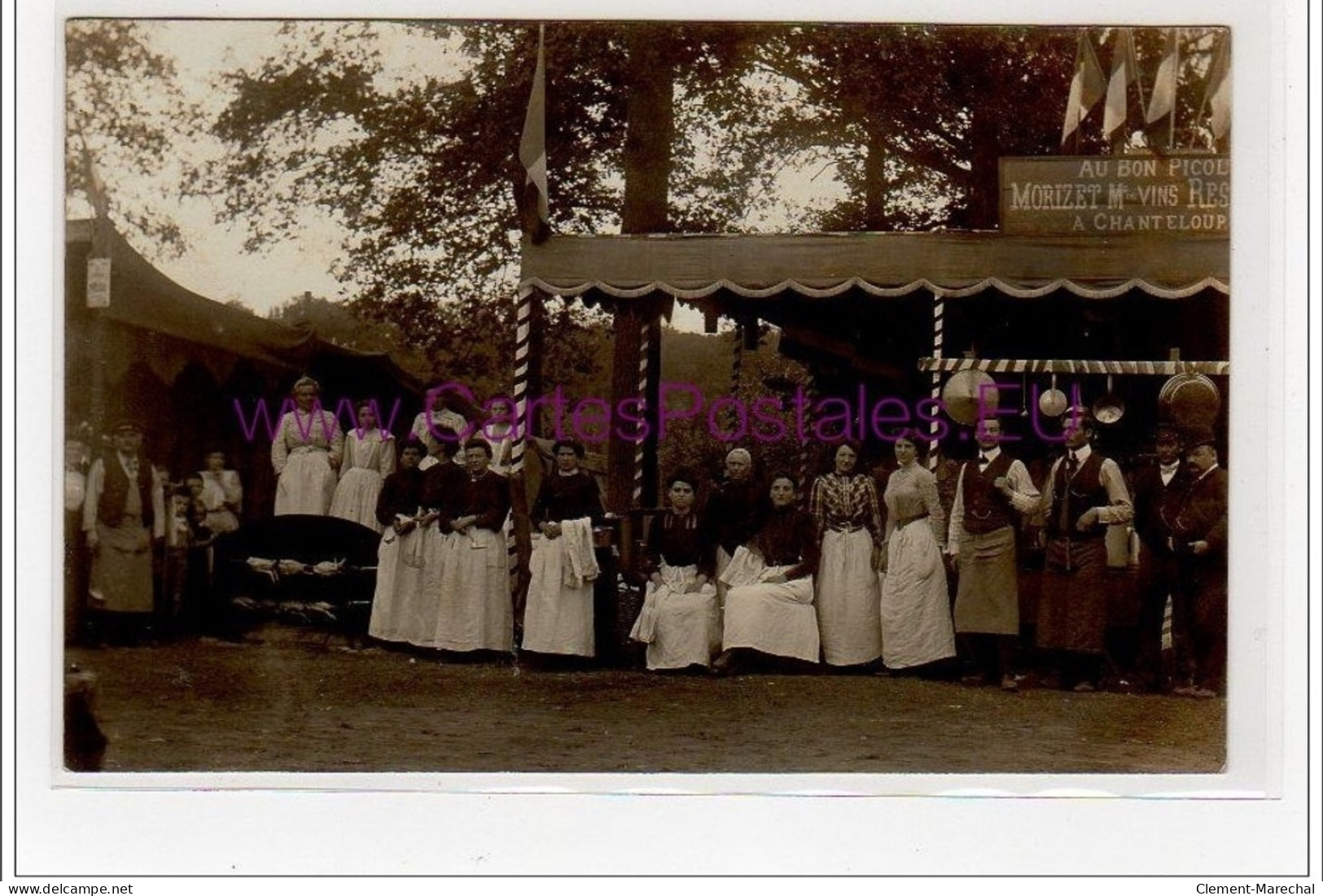 SAINT GERMAIN EN LAYE : Carte Photo Du Restaurant MORIZET à Chantaloup Pendant Les Fêtes Vers 1910 - Très Bon état - St. Germain En Laye