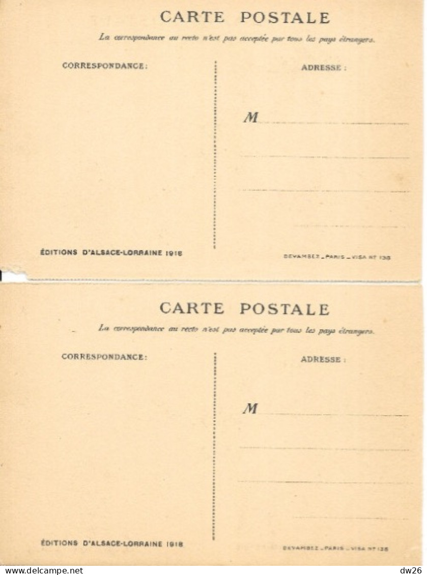 Illustration Non Signée à La Manière D'Hansi (Alsace) Chanson: La Nuit Quand La Lune Luit - 2 Cartes, Une à Colorier - Colecciones Y Lotes