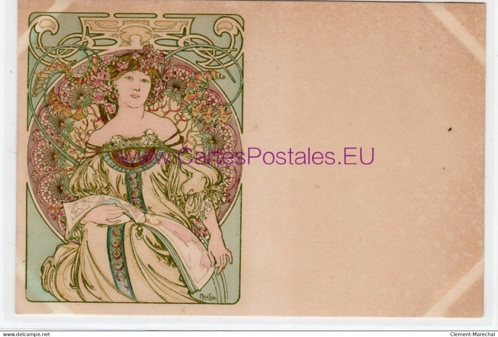 MUCHA Alfons : Carte Postale Ancienne "rêveries"- Bon état (marques D'album) - Mucha, Alphonse